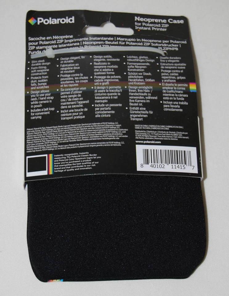 Nueva funda de neopreno negra Polaroid para impresora instantánea Polaroid con cremallera Foto 4 de 4