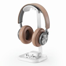 QinCoon Headphone Stand, Curved Headset Stand with Storage Tray, Gaming White