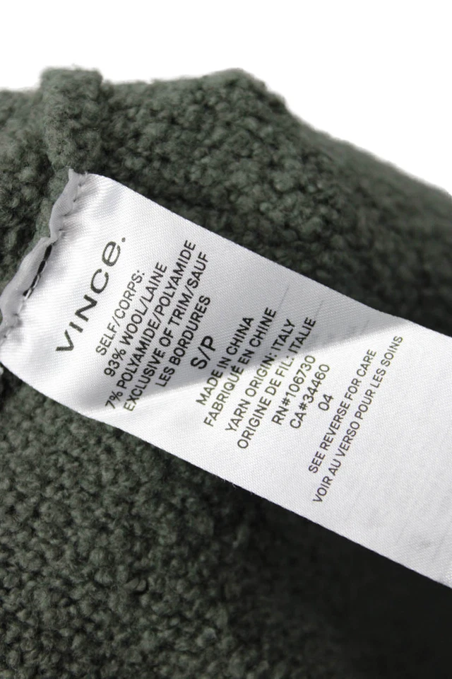 Suéter Pullover Vince Unisex Verde Ejército Cuello Redondo Mezcla Lana Talla S Foto 4 de 4
