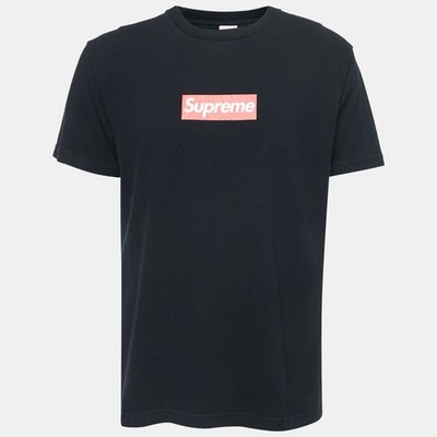 Supreme Black Logo Print Pre-Shrunk Cotton Half Sleeve T