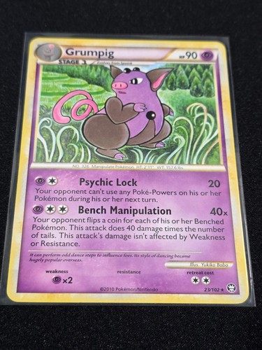 GRUMPIG 23/102 Rare HGSS Triumphant Pokemon Lightly Played