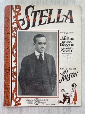 Stella Words & Music by Al Jolson Featured by Al Jolson VTG Sheet Music