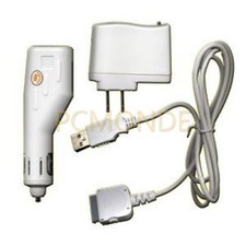 Apple iPod USB Travel Kit w/Car Charger/Travel Adapter/Cable-White