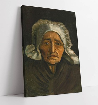 ALTE BÄUERIN WEISSE MÜTZE, VAN GOGH - TIEF GERAHMTER WANDBILDDRUCK AUF LEINWAND