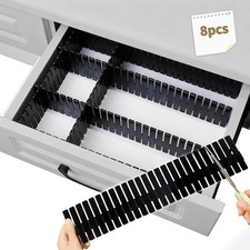 8PCS Adjustable Drawer Divider Organizer DIY Storage Separators Black Set