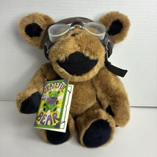 1990 GRATEFUL DEAD Bear with Tag 12" Jointed Brown Aviator Pilot Liquid Blue VTG