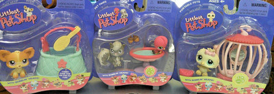 LITTLEST PET SHOP LOT OF 3 #147 OWL #131 PARAKEET #132 SQUIRREL #96 CHIHUAHUA