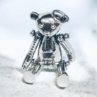 Vintage Sterling Silver Ragdoll Style Teddy Bear Charm/Pendant Articulated 3D