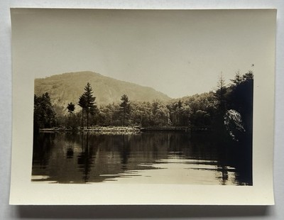 Vintage Mountain Lake Landscape Snapshot Reflection Scenic View Photo 3.75x2.75