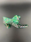 Fenton Carnival Glass Shoe Hobnail Hand Painted & Signed