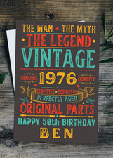 Personalised 50th Birthday Card For Him Vintage Male 1976 Any Name 50 Years Old