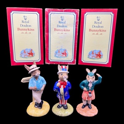 **ROYAL DOULTON BUNNYKINS** FIGUREN KONVOLUT VERPACKT ONKEL SAM SYDNEY SCOTSMAN