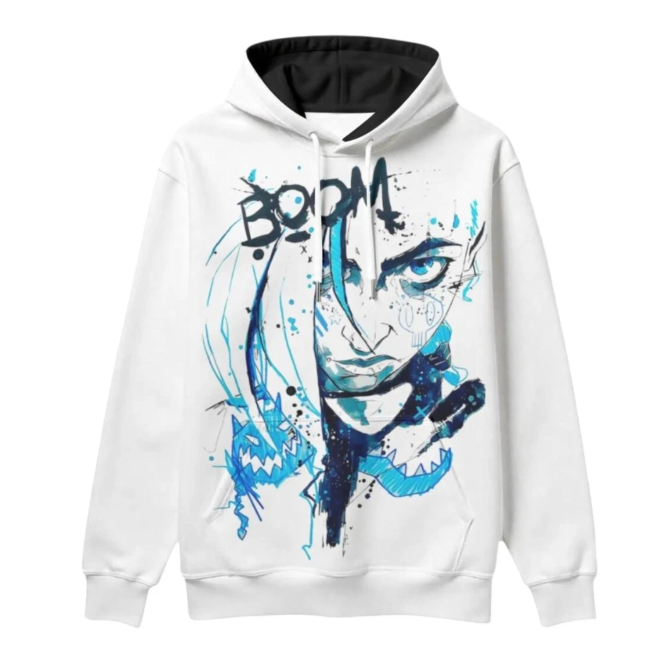Jinx Arcane Hoodie – League of Legends Inspired Sweatshirt – Unisex Gaming Hoodi