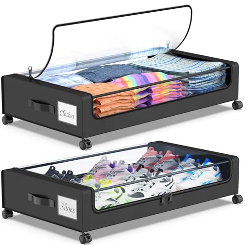 2-Pack Clear Under Bed Storage Containers with Wheels for Easy Access-image