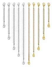 2 inches, 3 4 5 6 Necklace Extender 10Pcs Gold  Siver