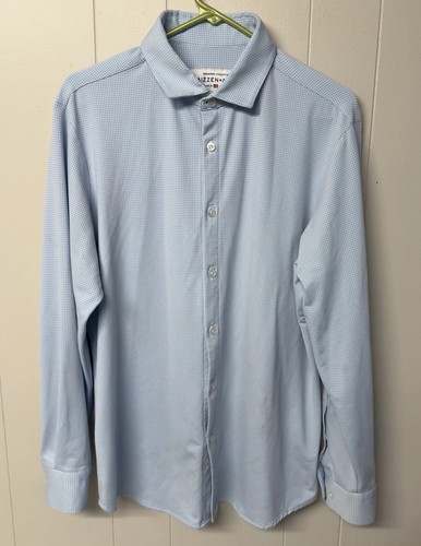 Mizzen + Main Spinnaker Shirt Trim Fit Button Up Mini Check Blue Men L GUC - Bild 1 von 11