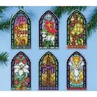 "Design Works Kreuzstich Stickpackung \"Weihnachtsbaumschmuck Osterfenster (6Er-Se"