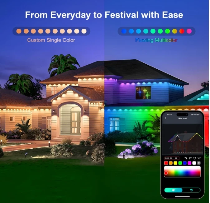 400FT Permanent Outdoor RG Waterproof Smart LED Eaves Lights with App/Remote - Image 3 of 4