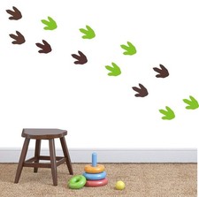 24 Dinosaur Footprint Wall Stickers   Cute Vinyl Decals for Kids Nursery,