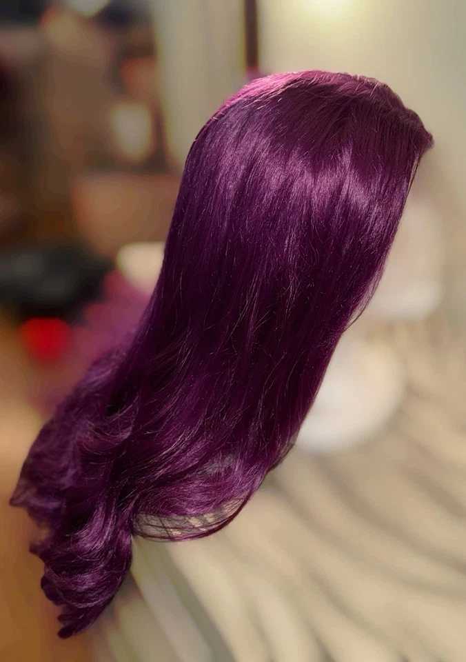Preciosa, 26 pulgadas, cosplay, púrpura brillante, lista para usar, en capas, peluca Foto 4 de 4