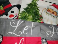 Christmas Santa Snowman Large Plush Fabric Pillow Cover Set. 17x17 4set. New