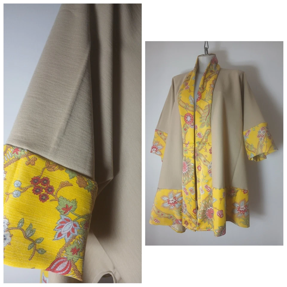 Handmade, one-of-a-kind kimono-style jacketCrafted from vintage French printed - Image 3 of 4