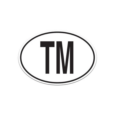 TM Turkmenistan Country Code Euro Oval Sticker Decal