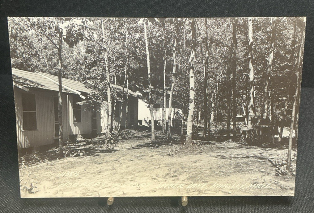 Old RPPC Postcard Hooper's Resort Spider Lake Kingsley Michigan
