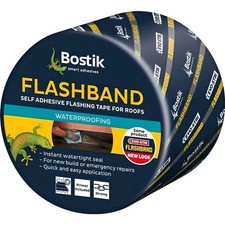 Bostik Flashband 75mm x 10m Self Adhesive Bitumen Roof Tape Repair Gutter Grey