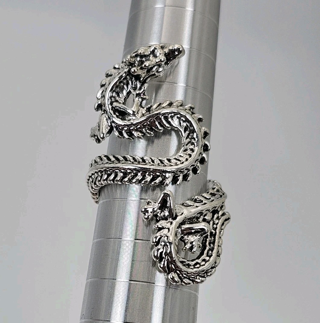 Dragon Wrap Ring Adjustable Silver Tone Dragon Ri… - image 8