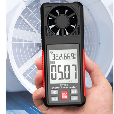 HT605 Digitales Luftgeschwindigkeitsmesser 0,4-30 m/s Hand-Anemometer LCD Hinter