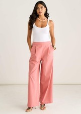 Coral Linen Mix Wide Leg Trouser