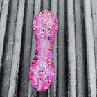 Glitter Glass Pipe Bowl Smoking Tobacco Pink Liquid New Round Circle Dot 5” — photo 5