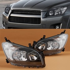 For 2009-2012 Toyota RAV4 Headlight Black Clear Left+Right Driver Passenger Side