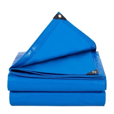 Heavy Duty Blue Poly Tarp Waterproof Outdoor Cover Multiple Sizes 100 GSM - Image 1 of 4