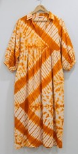 Handmade Indian Tie Dye Cotton Midi Dress Block Print Boho Fashion