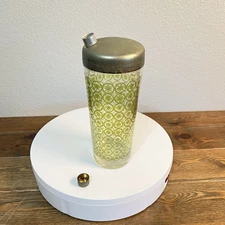 Mid Century Modern Atomic Green Asterisk Cocktail Glass Shaker