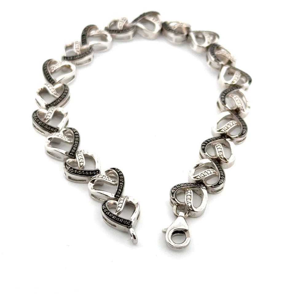 7.5” Jared 925 Sterling Silver Open Heart Link Bracelet w/ Box 17.7g - Image 3 of 4