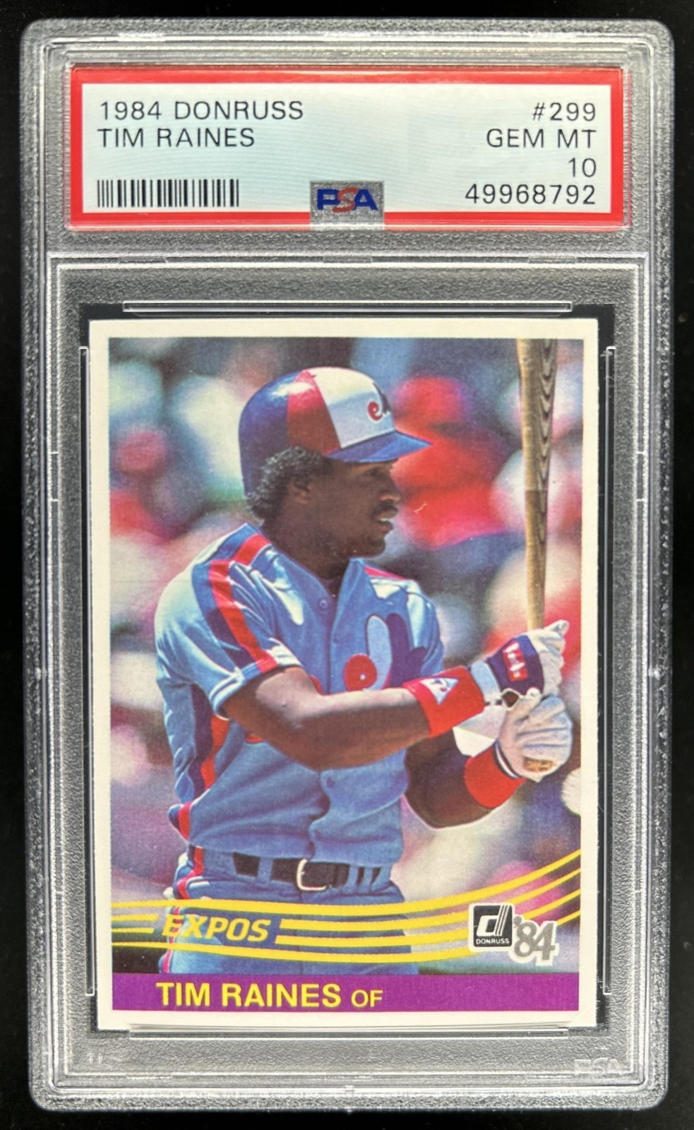 1984 Donruss Tim Raines #299 Expos PSA 10