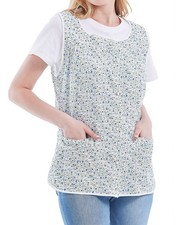 Women Cobbler Apron 2 Patch Pockets Cotton Printed Bib Smock Buttons CF3177