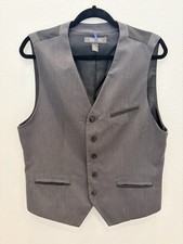 Kenneth Cole Reaction Men's Gray Solid Formal Vest L Regular Polyester - 138
