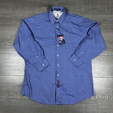Tommy Hilfiger Men's Blue Cotton Poplin Dress Shirt Tailored Fit Size 16 32