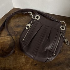 B. Makowsky Brown Leather Medium Size Crossbo...