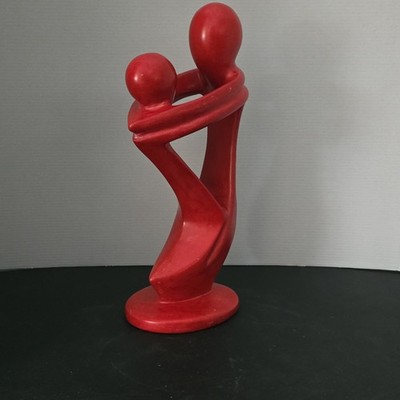 Red Abstract Couple Embrace  Figurine, Smooth Finish Modern Style