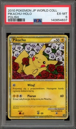Pokemon Pikachu World Coll. POLISH JP Holo PSA 6