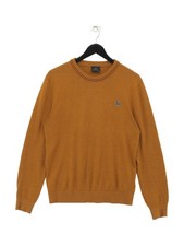 Paul Smith Men's Jumper S Tan Cotton with Nylon, Wool Round Neck Pullover