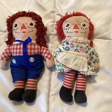 Vintage Knickerbocker Raggedy Ann And Andy Dolls Set 6 1/2  Tall Original Tags