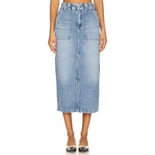 Pistola Sammie Carpenter Skirt High Rise Cotton Stretch Wiltern Blue Size 28