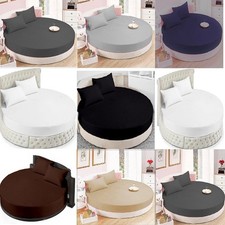 4 Piece Round Bed Sheet Set - Solid 600 TC Egyptian Cotton Pocket Up to 20" In -