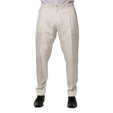 DOLCE & GABBANA Pants White Silk Tapered Dress Men Trouser IT52/W38/XL 1200usd